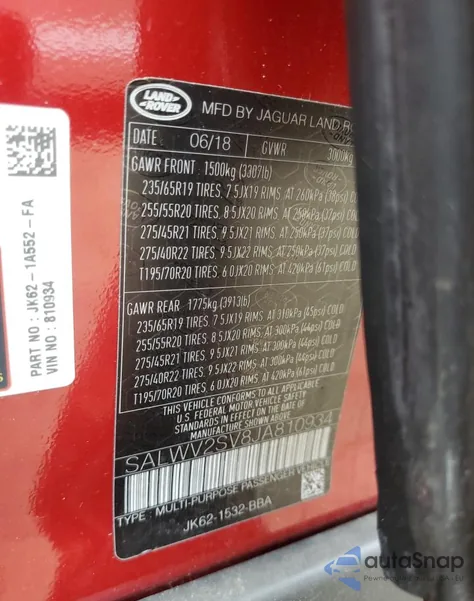 2018 Land Rover Range Rover Sport Hse Dynamic z USA, uszkodzony, nr VIN SALWV2SV8JA810934